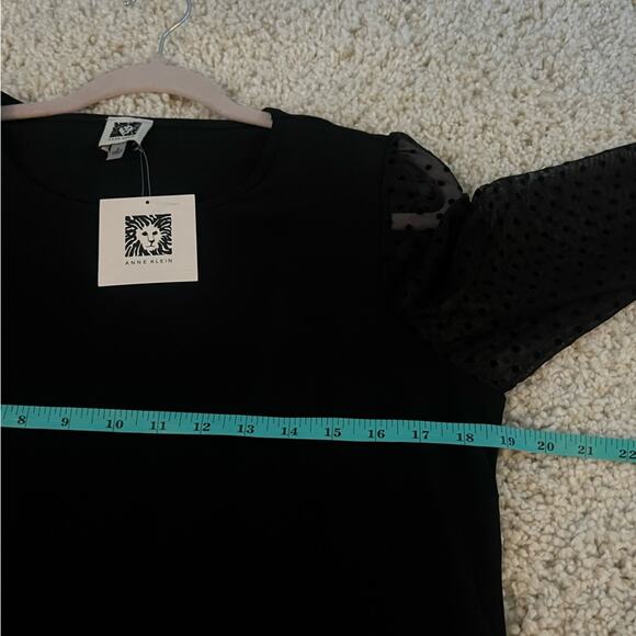 NWT Anne Klein Polka Dot Sheer Sleeves Black Blouse Small - Picture 7 of 10